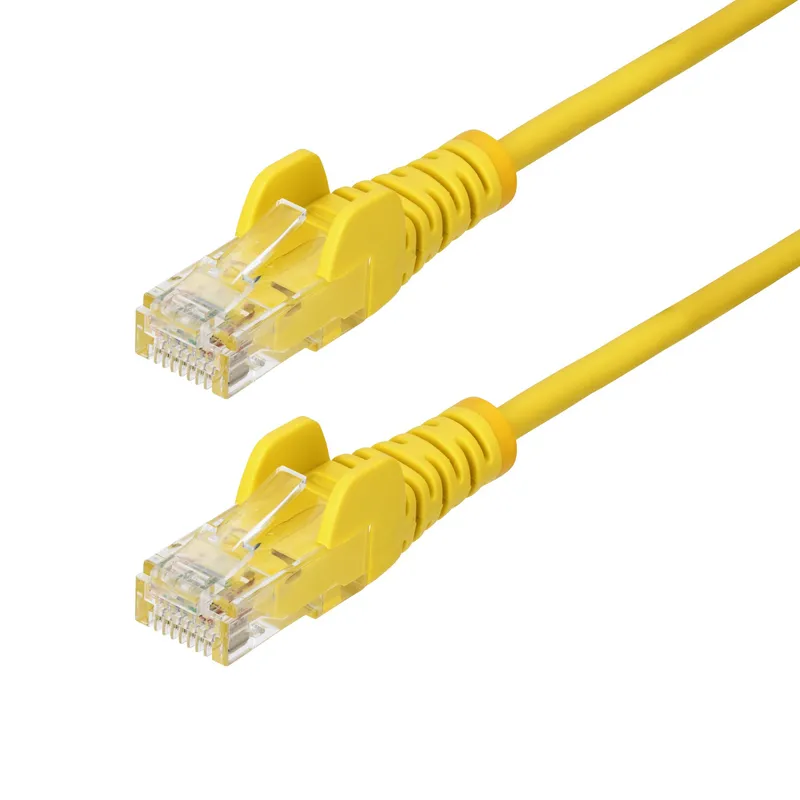 StarTech.com 25cm Yellow Slim CAT6 Ethernet Cable, Snagless, 100W PoE, UTP, LSZH, 28AWG Pure Bare Copper Wire, Slim RJ45 Network Patch Cord w/Strain Reliefs, Individually Tested