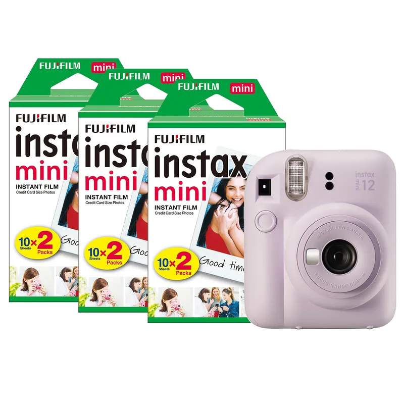 Fujifilm Instax Mini 12 Instant Camera - Lilac Purple - Camera & 60 Shot Pack