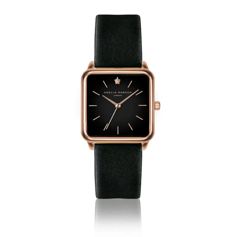 Leather watch woman Amelia Parker Night Plaza Black