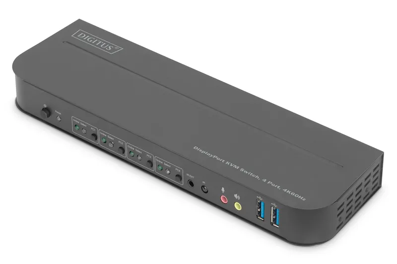 Digitus KVM Switch. 4-Port. 4K60Hz. 4 x DP in. 1 x DP/HDMI out