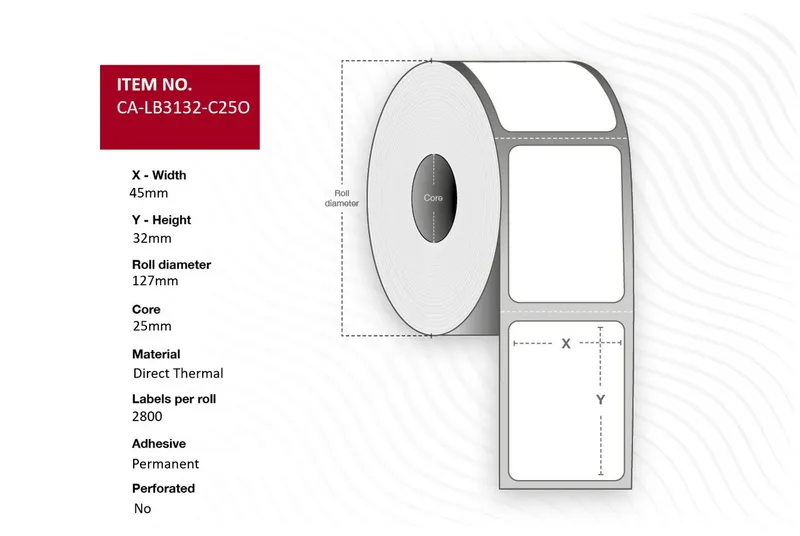Capture CA-LB3132-C25O printer label Orange
