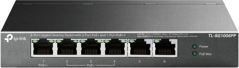 TP-Link 6-Port Gigabit Desktop Switch with 3-Port PoE+ and 1-Port PoE+
