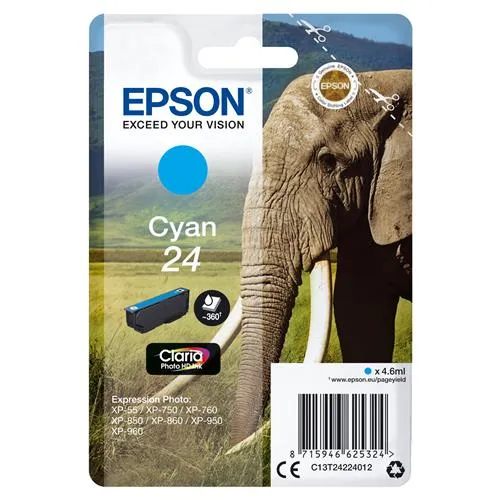 Epson Elephant 24 Claria Photo HD Single Cyan Ink