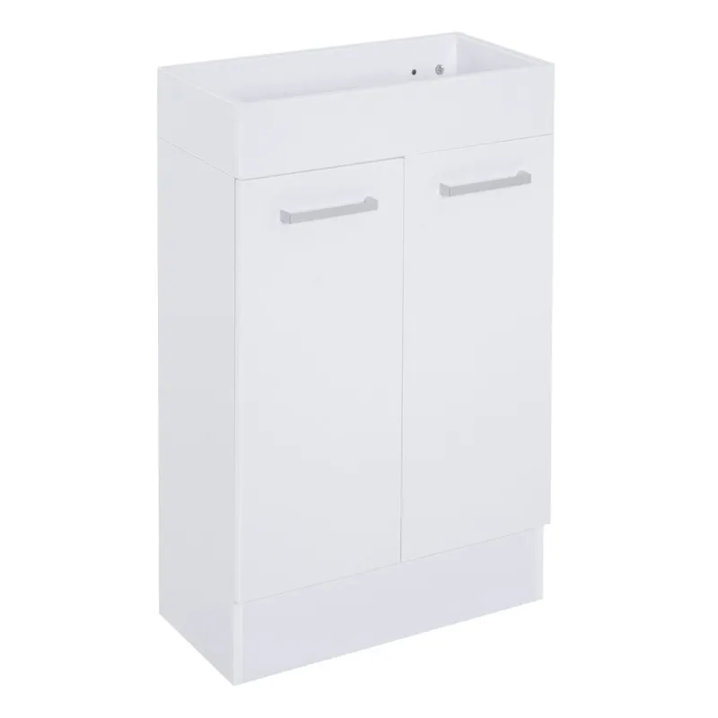 Bathroom Vanity Unit Wash Basin Base Cabinet Two Doors With Ceramic Sink White