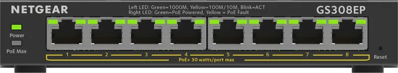 NETGEAR 8-Port Gigabit Ethernet PoE+ Plus Switch (GS308EP) Managed L2/