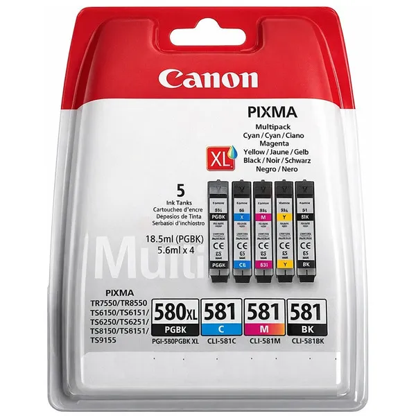 Canon 2024C007/PGI-580XLCLI-581 Ink cartridge multi pack 2x Bk + 1x C.