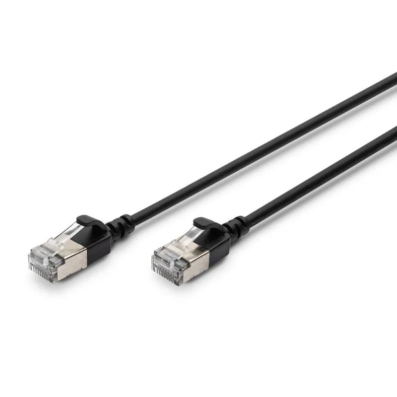 FDL SLIM 1M CAT.6a F-FTP LSZH PATCH CABLE - BLACK (SNAGPROOF)