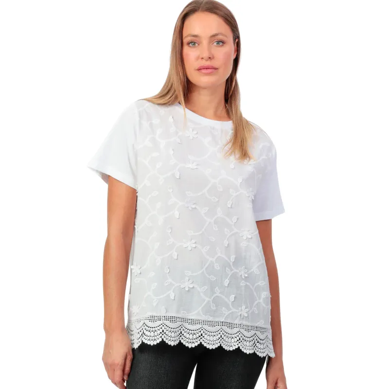 Women's T-shirt Admas Guipur And Embroidery