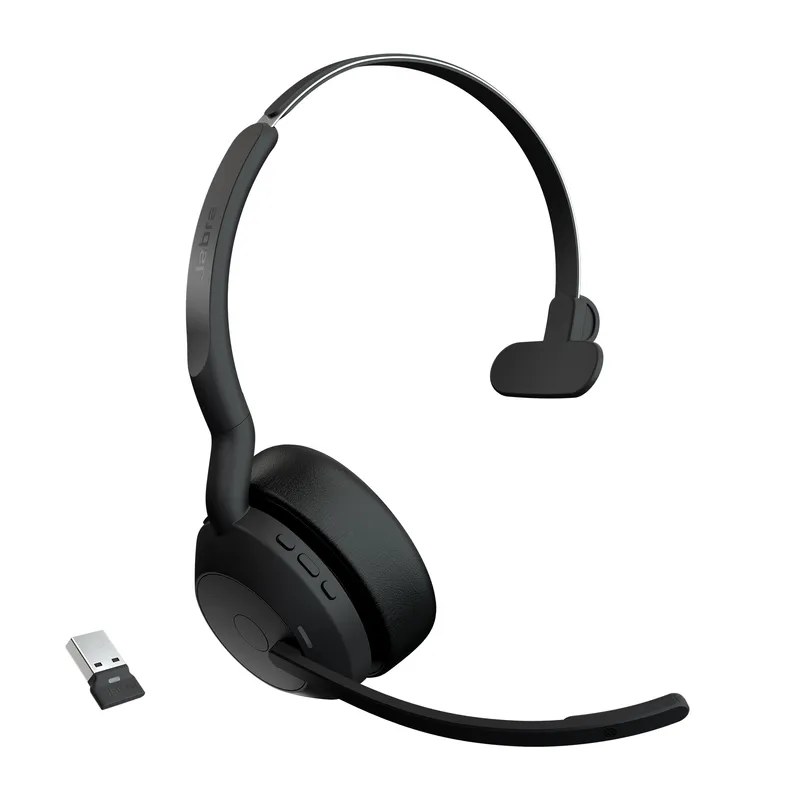Jabra Evolve2 55 USB-A UC Mono Wireless headset in Black with Jabra Link 380