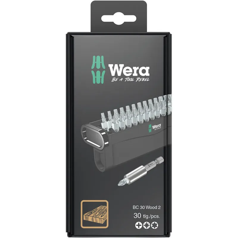Wera 30 Piece Phillips, Pozi & Torx Screwdriver Bit Set for Wood