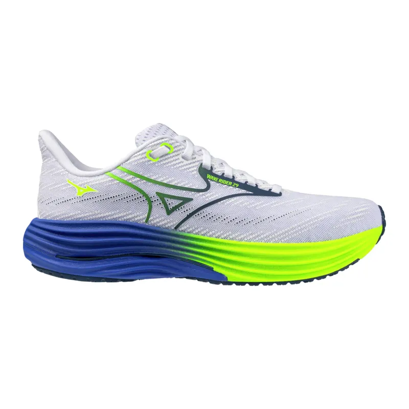 Mizuno Wave Rider 29 Shoes White Blue SS26, Size 48.5 Eur