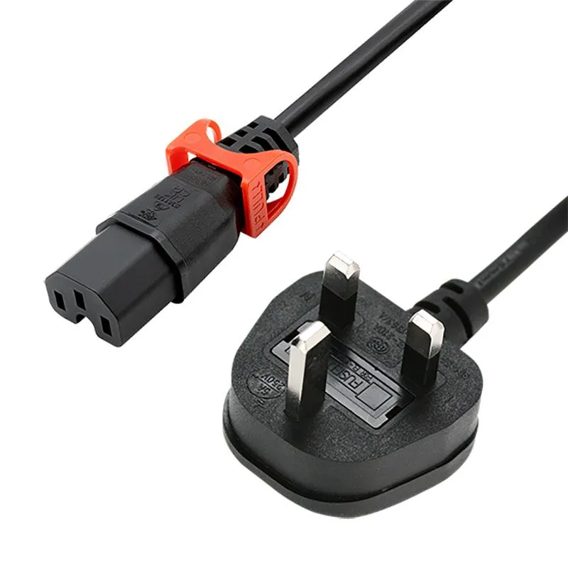FDL 2M 13 AMP UK PLUG TO LOCKING IEC C15 SOCKET