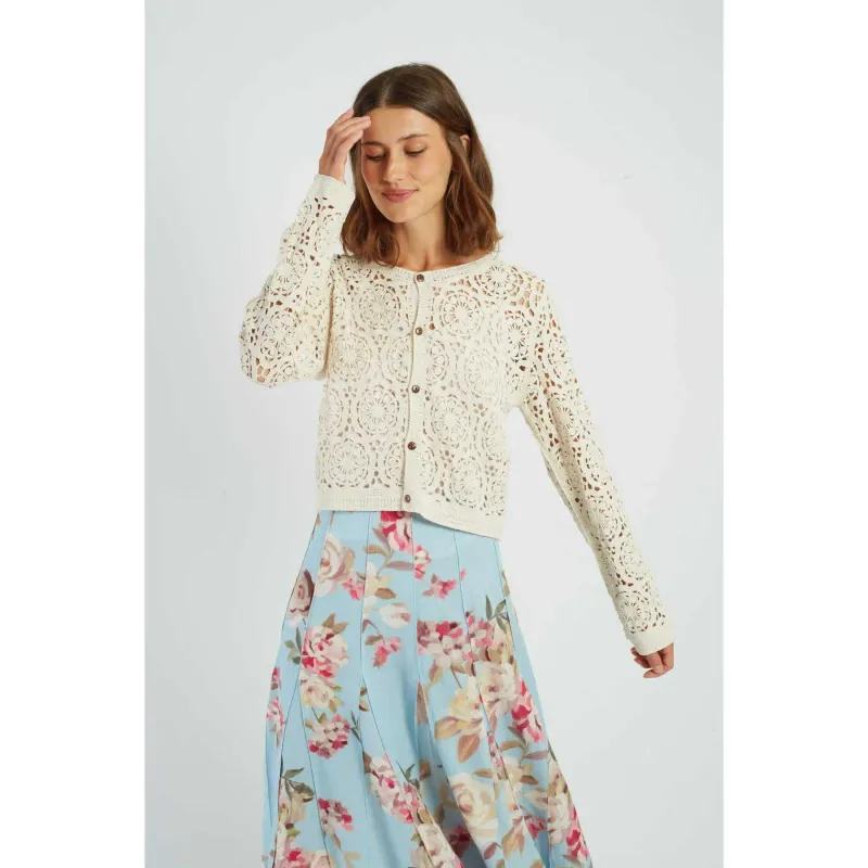 Womens Crochet Knit Cardigan Derhy Pascaline