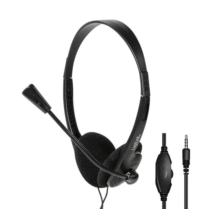LogiLink Stereo headset. 1x 3.5 mm headphone jack. boom microphone. ec