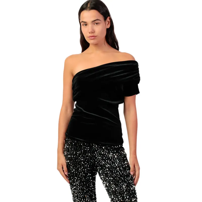 Asymmetrical Top Women Admas Velour And Lace