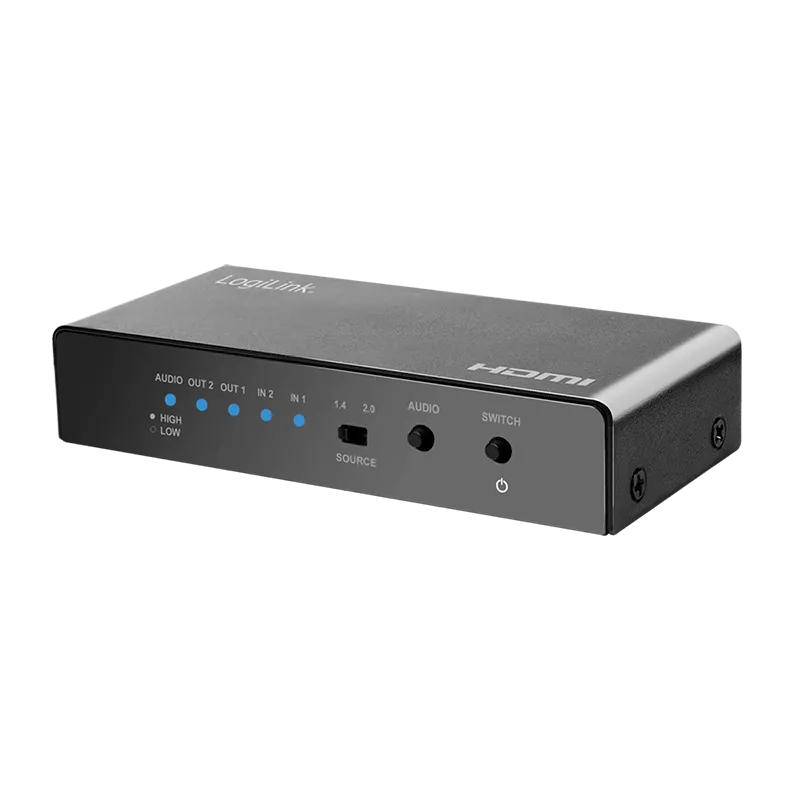 LogiLink HDMI switch. 2x2-Port. 4K/60 Hz. EDID. HDCP. HDR. downscaler