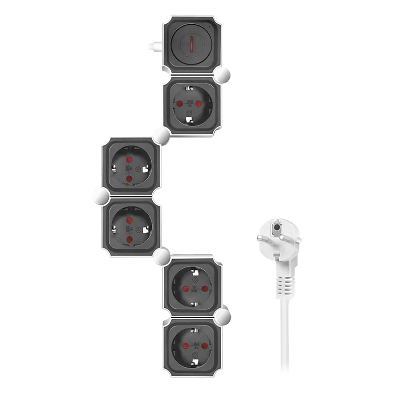 LogiLink Outlet Strip. 5 safety sockets. snake-shaped. white/black
