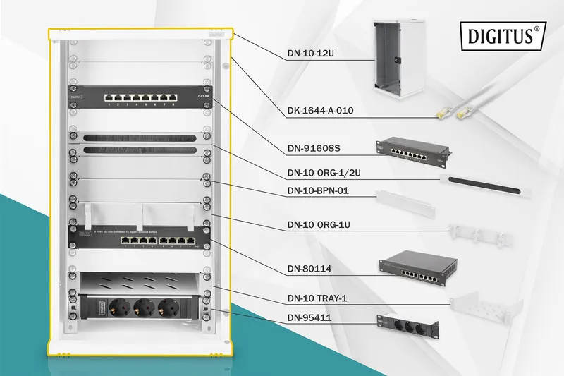 Digitus Network Set - 254 mm (10") - 12U. 312 x 300 mm (W xD)