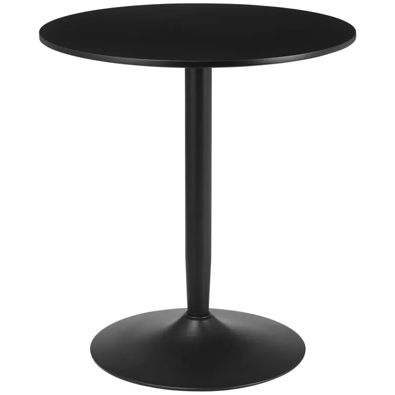 HOMCOM Round Dining Table with Steel Base, Non-slip Foot Pad, Compact Size Modern Dining Table for Kitchen, Dining Room, Black Aosom UK