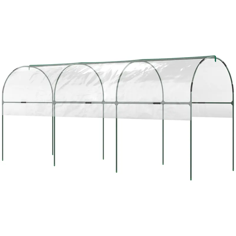 Outsunny Tunnel Tomato Greenhouse with 4 Hoops and Top Tap, Pointed Bottom and Guy Ropes, Clear Aosom UK