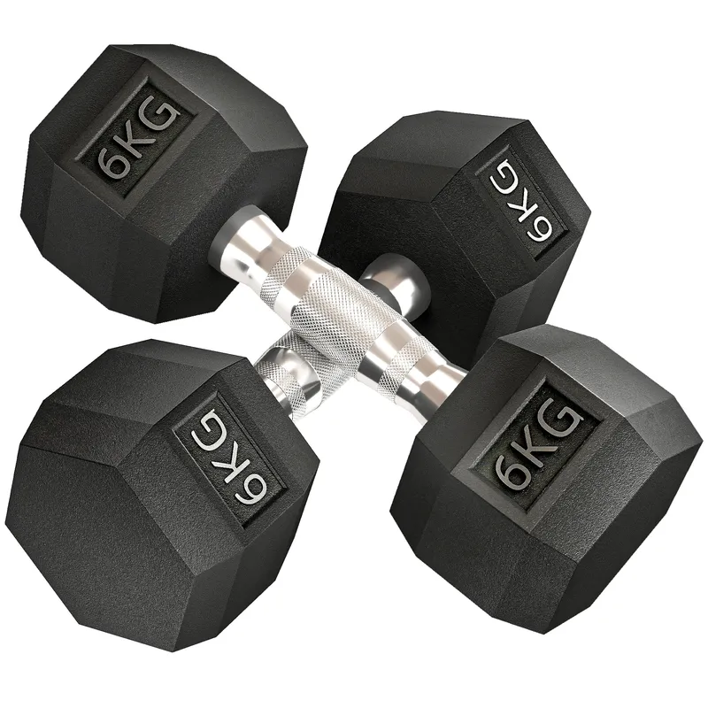 HOMCOM Hex Dumbbells Set Rubber Dumbbells Weight Lifting Equipment Fitness Home Gym Aosom UK