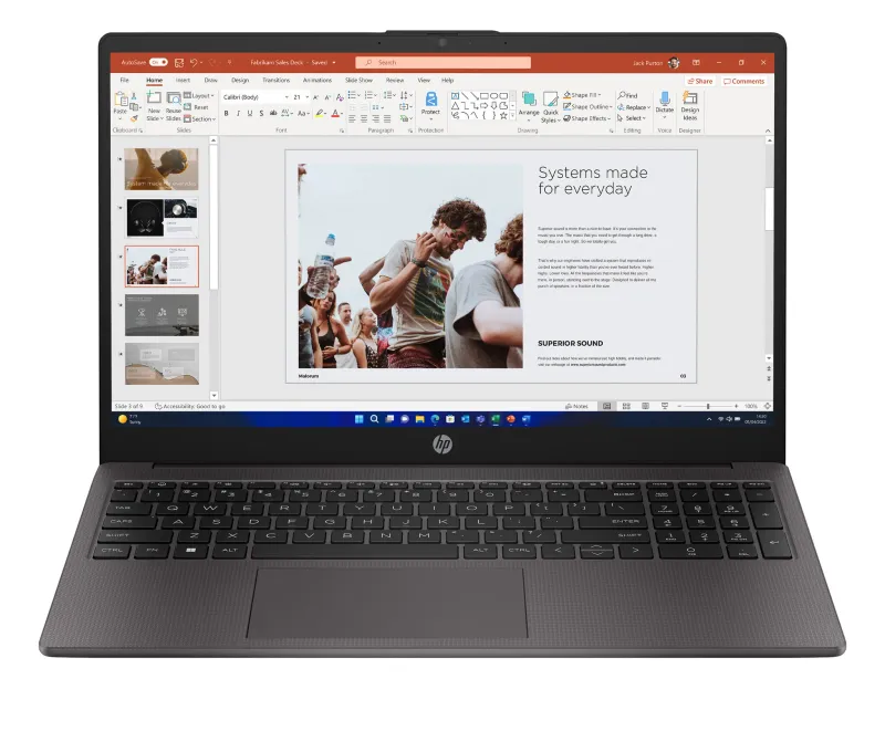 HP 255 G10 AMD Ryzen™ 5 7530U Laptop 39.6 cm (15.6") Full HD 8 GB DDR4-SDRAM 256 GB SSD Wi-Fi 6 (802.11ax) Windows 11 Home Black