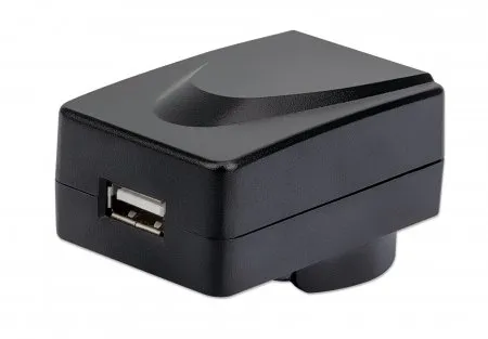 Manhattan Mains USB-A Mobile Device Charger with UK/EU/USA adaptors, Smartphone Charger, Mains Adaptor interchangeable, Three Year Warranty, Black