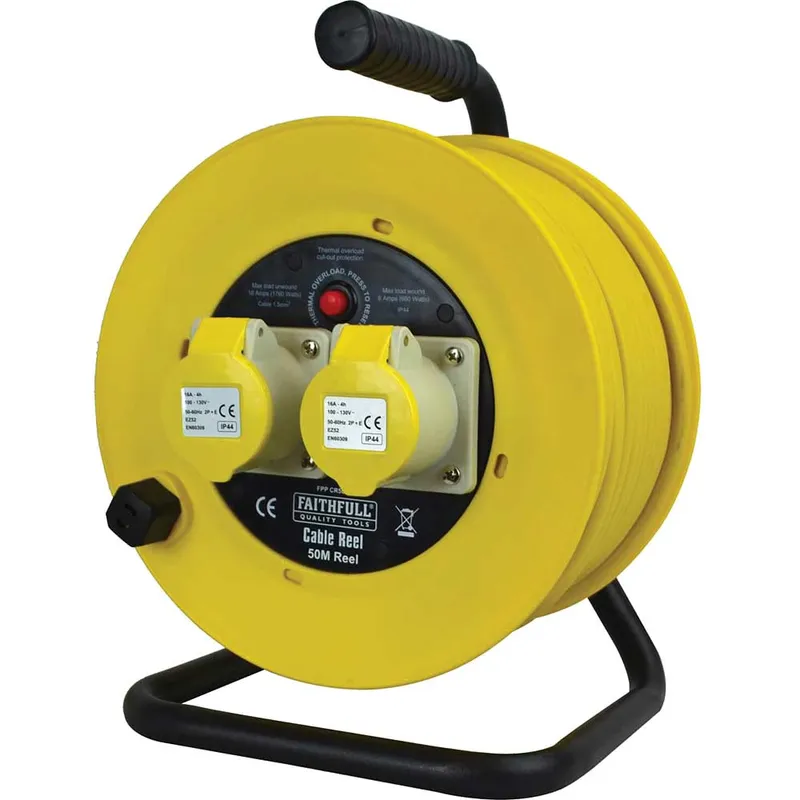 Faithfull 2 Socket Cable Extension Reel 110v
