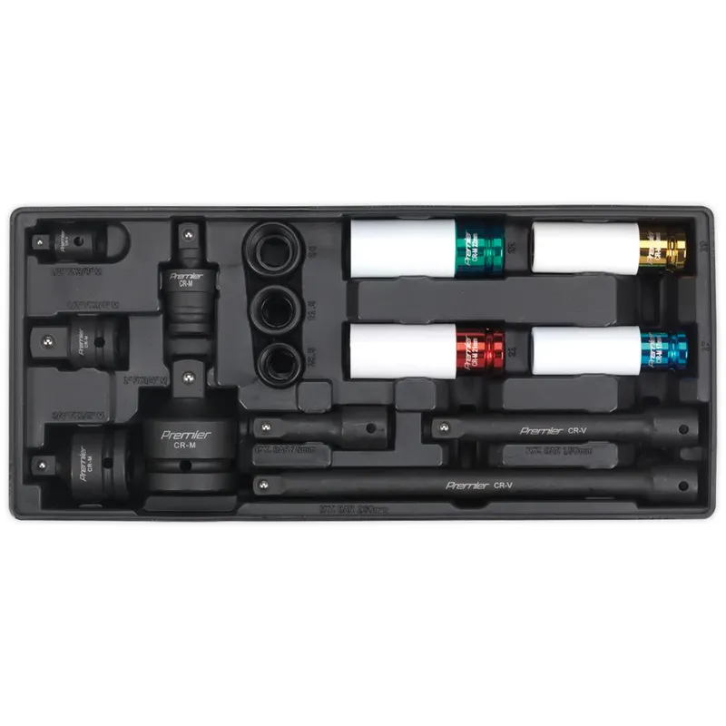 Sealey 15 Piece 1/2" Drive Impact Socket and Adaptor Set in Module Tray