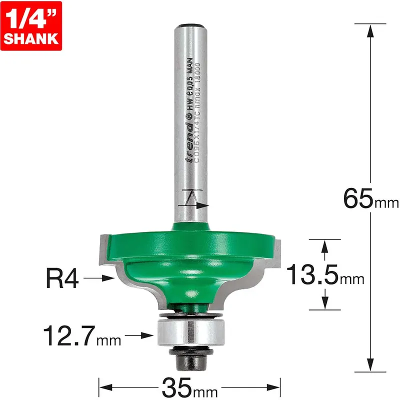 Trend CRAFTPRO Bearing Guided Ogee Quirk Router Cutter