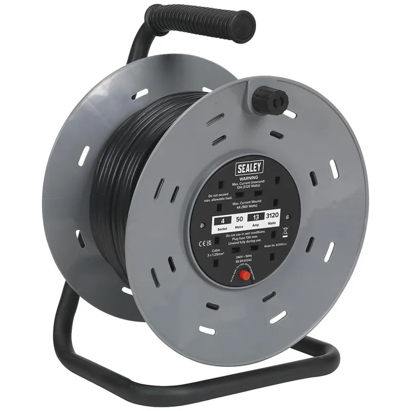 Sealey 4 Socket Cable Extension Reel 240v