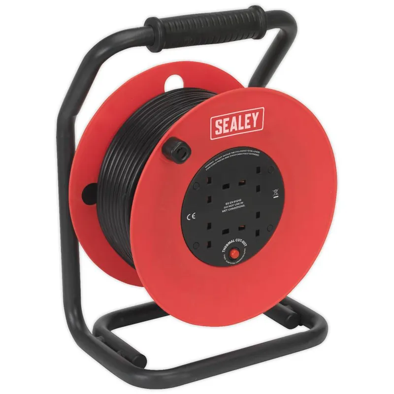 Sealey 4 Socket Heavy Duty Cable Reel 240v