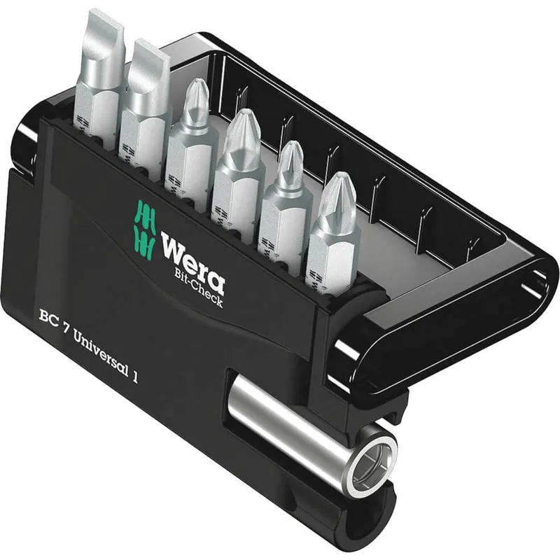 Wera 7 Piece Mini-Check Slotted Phillips and Pozi Screwdriver Bit Set