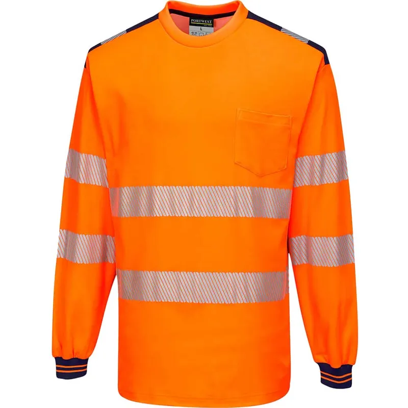 Portwest PW3 Hi Vis Cotton Comfort Long Sleeve T Shirt