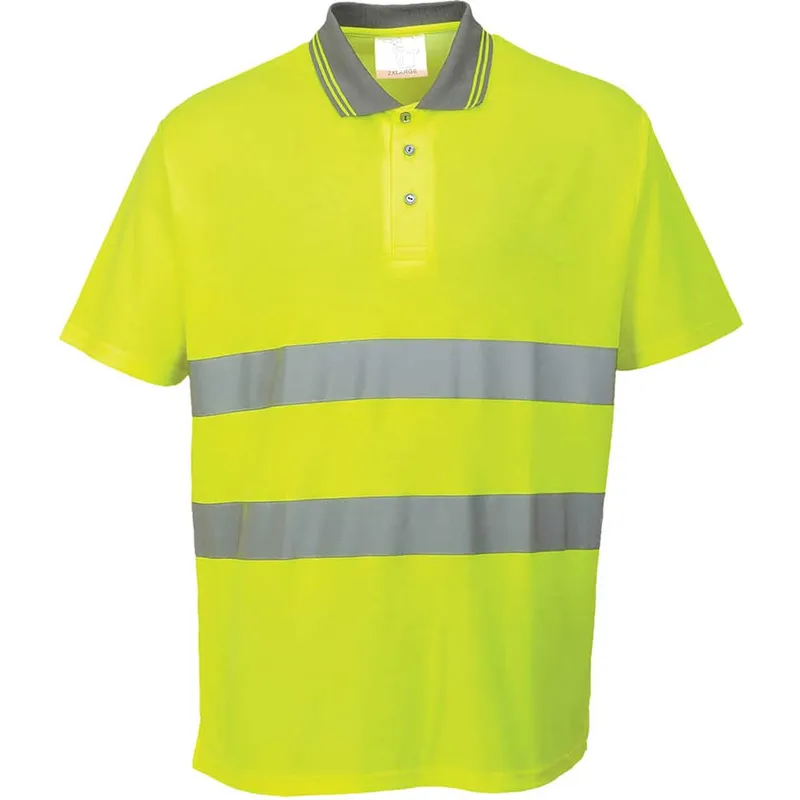 Portwest Mens Hi Vis Cotton Comfort Polo Short Sleeve Shirt