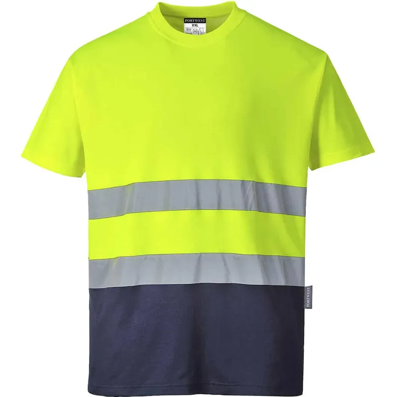 Portwest Hi Vis Cotton Comfort Contrast Short Sleeve T Shirt