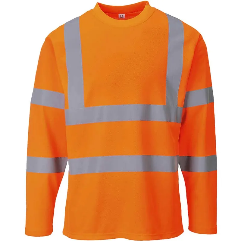 Portwest Mens Hi Vis Cotton Comfort Long Sleeve T Shirt