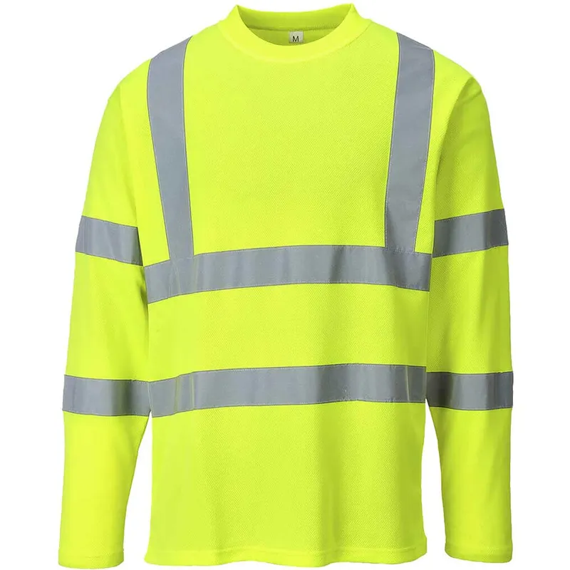 Portwest Mens Hi Vis Cotton Comfort Long Sleeve T Shirt