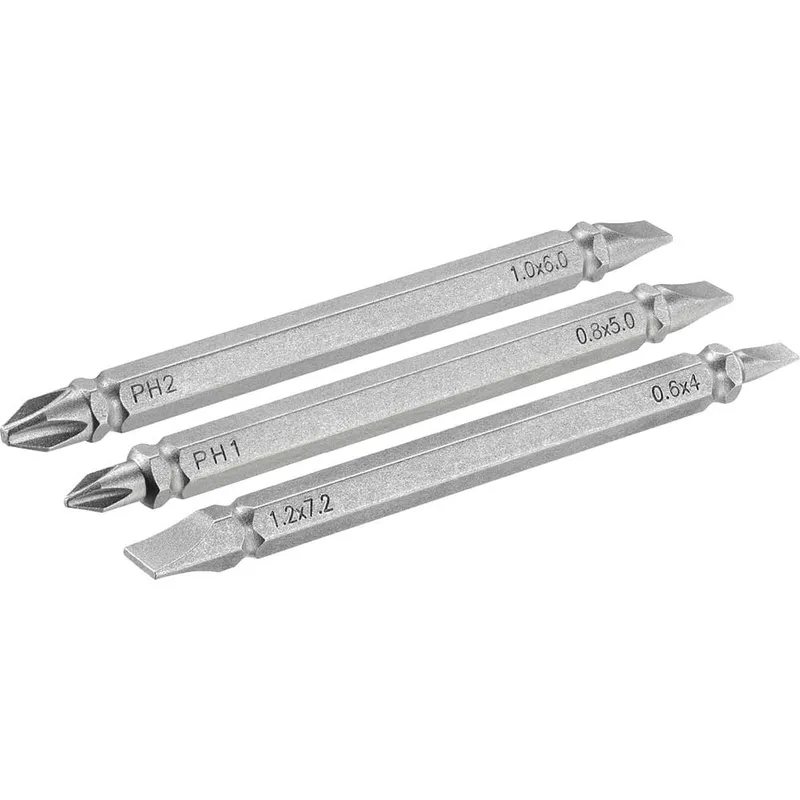 Stanley 3 Piece Double Ended Phillips and Slotted Screwdriver Bit Set