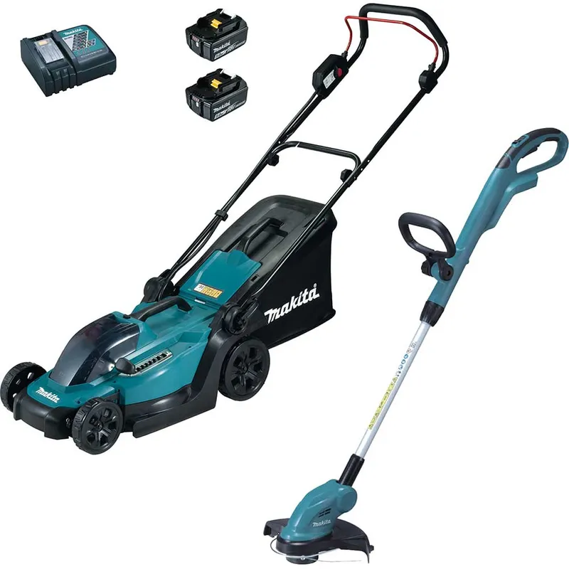 Makita 18v LXT Cordless Rotary Lawnmower and Grass Trimmer Kit