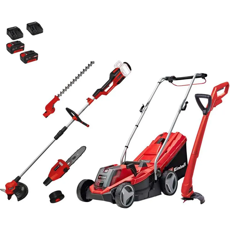 Einhell GE-CM 18v Cordless Rotary Lawnmower, Grass Trimmer and Multi Tool Kit