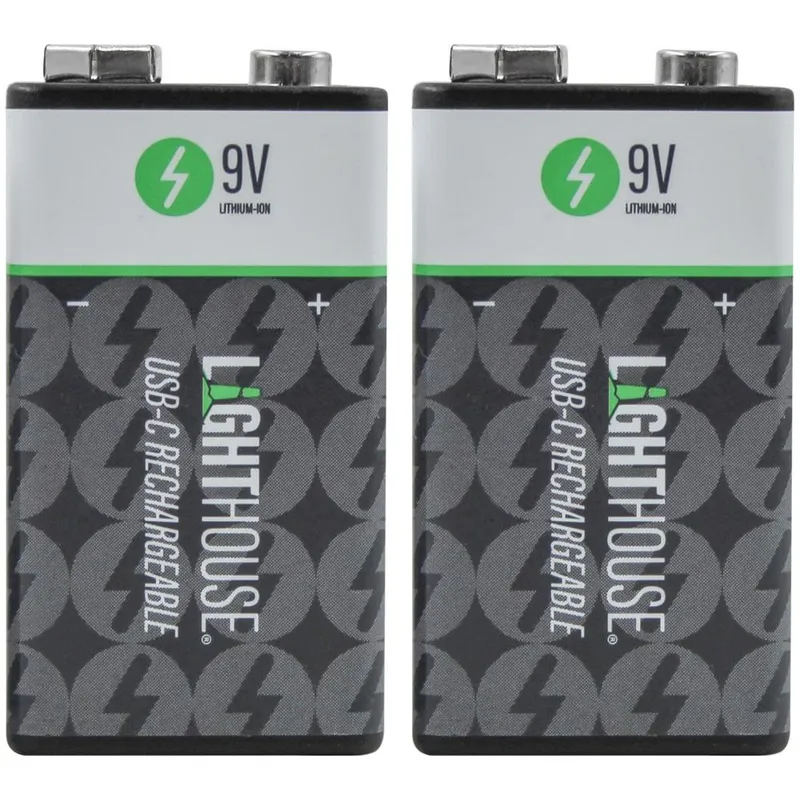 Lighthouse USB-C Rechargeable Li-ion 9v Battery