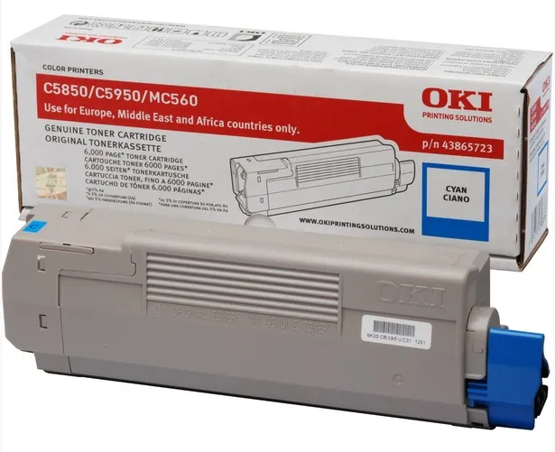Original Oki 43865723 Cyan Toner Cartridge