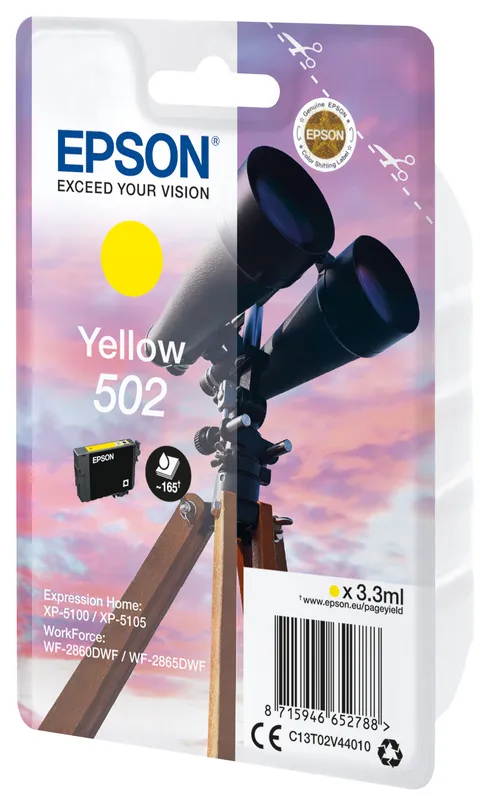 Original Epson 502 Yellow Ink Cartridge