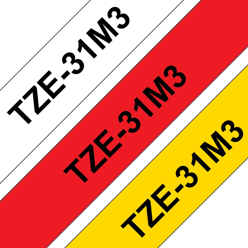 Original Brother TZE31M3 12mm Gloss Tape Pack TZE231/TZE631/TZE431