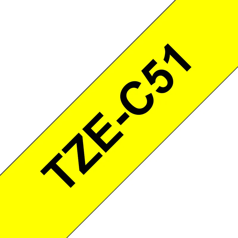 Original Brother TZEC51 24mm Tape Fluorescent Black on Yellow