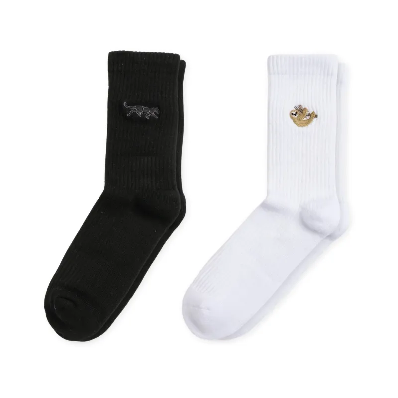 Black & White Ribbed 2 Pack Bamboo Sock Set | UK Adult 4-7