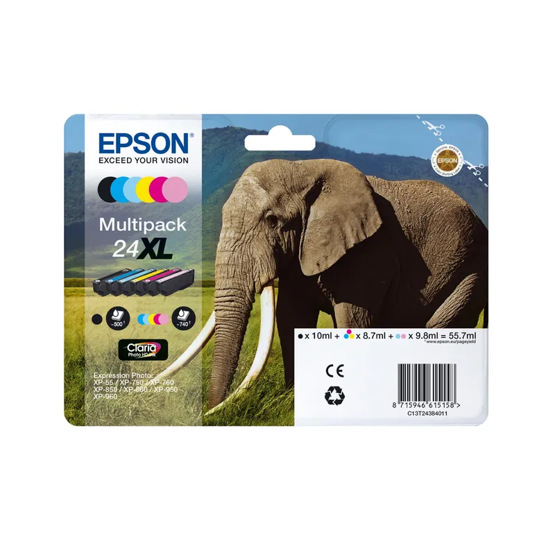 Epson Elephant Singlepack Light Magenta 24XL Claria Photo HD Ink