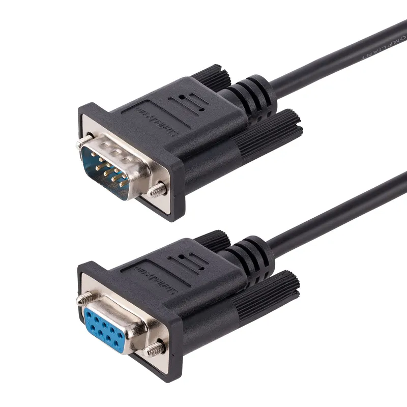 StarTech.com 3m RS232 Serial Modem Cable, Crossover Serial Cable w/Al-Mylar Shielding, DB9 Serial COM Port Cable Female to Male, Compatible w/DTE Devices, Black, F/M