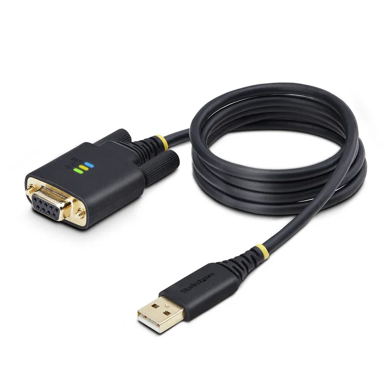 StarTech.com 3ft (1m) USB to Modem Serial Adapter Cable, Interchangeable DB9 Screws/Nuts, COM Retention, USB-A to RS232, FTDI, Level-4 ESD Protection, Windows/macOS/ChromeOS/Linux - Rugged TPE Construction